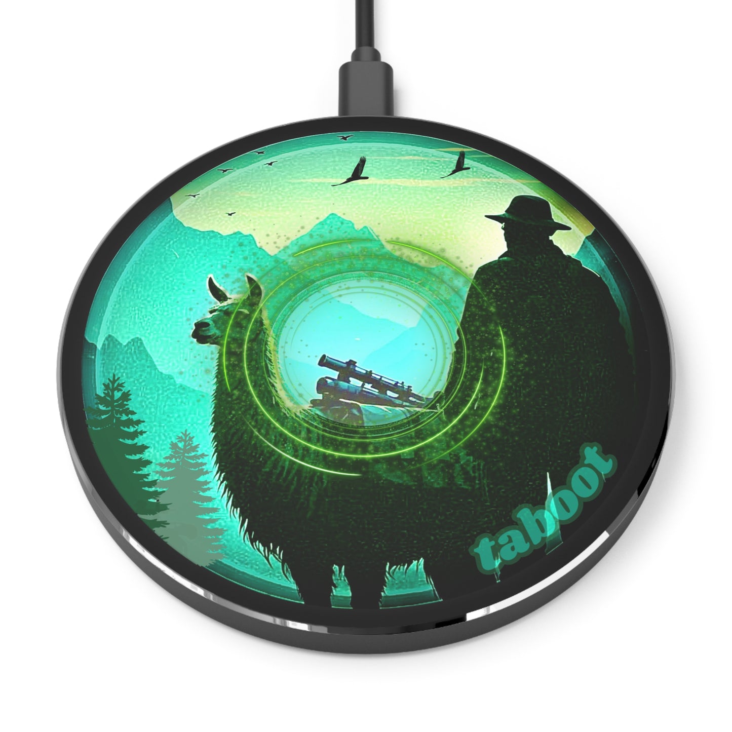 The Flow - Wireless Lumpy Donut Chargers - "The Taboo(t) Donut Wireless Charger" - green pic donut w/black background