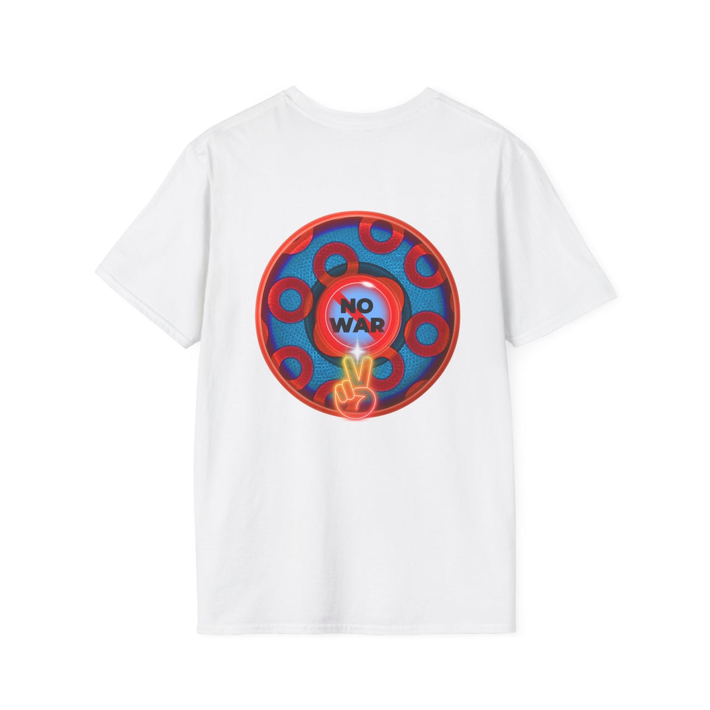 Classic Donut Tee - Unisex Soft-Style - "Peace of Donut" - blue/red paradox donut - [*charitable print - 50% of profit to Alliance for Peacebuilding]