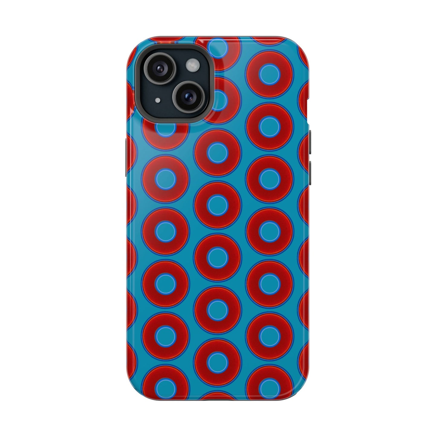 Magnetic Tough Donut Case - red vivid donut print w/aquamarine blue background