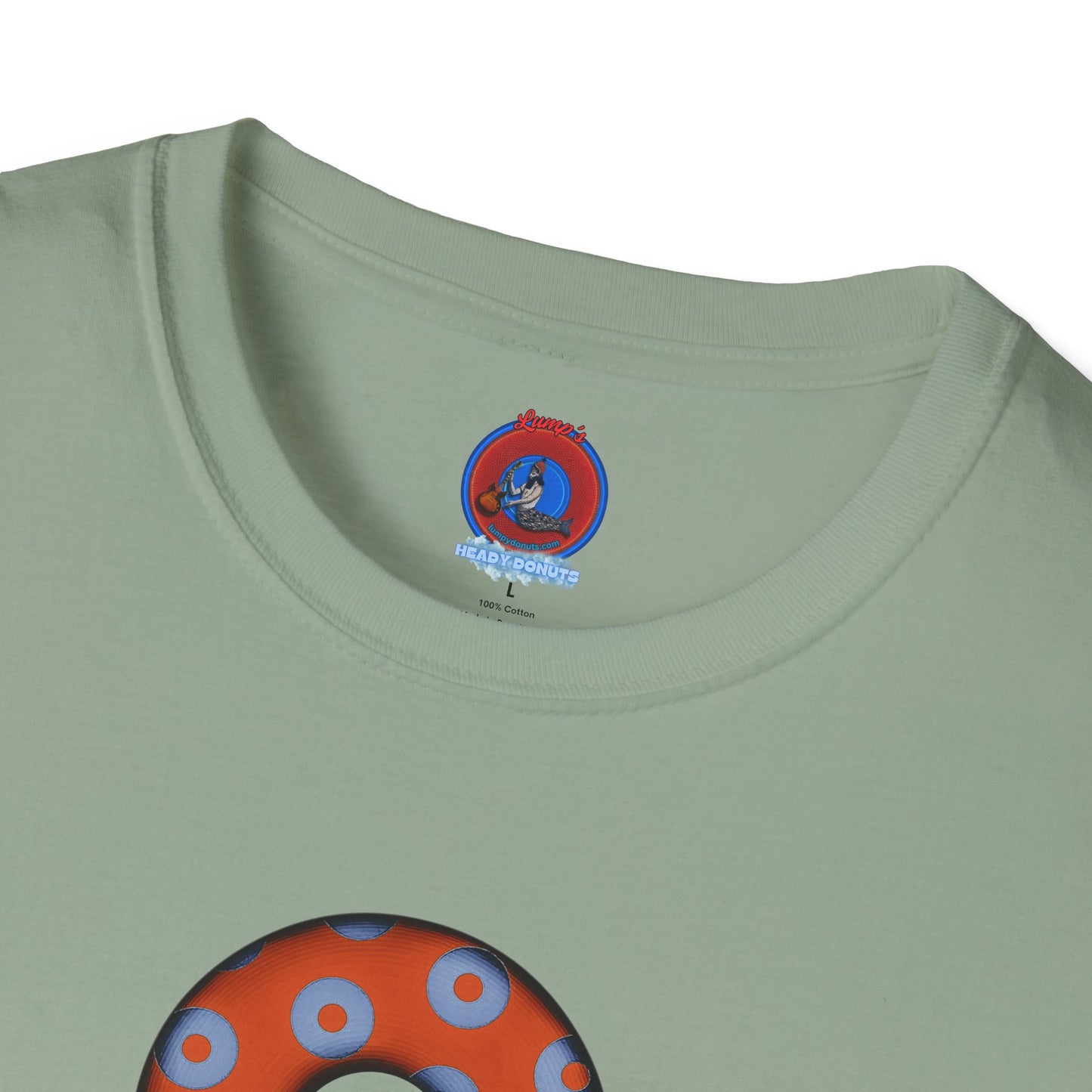 Plain Donuts/Unisex Soft-Style - "Plain Blimpy Paradoxical Donuts" - light blue/orange donuts