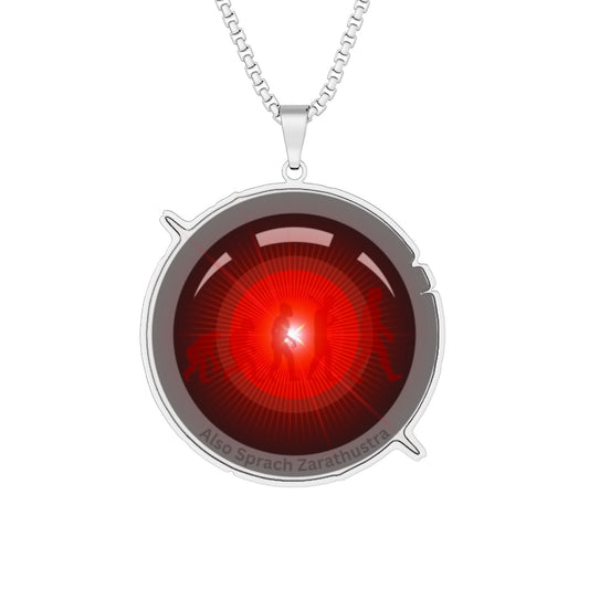 Lump's Heady Donut Necklace - 1" x 1" Stainless Steel Pendant - "Hal's Tasty Donut Pendant" - red/black donut - variant 2