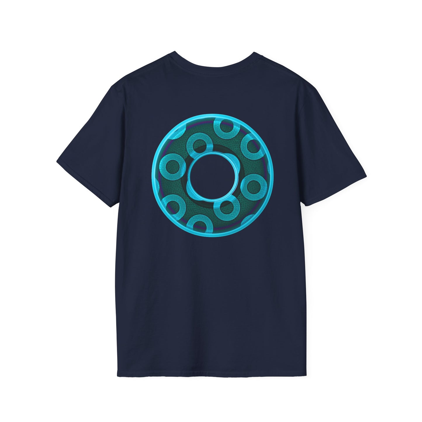 Plain Donuts/Unisex Soft-Style - "Plain Rustic Paradoxical Donuts" - light aquamarine/dark teal donuts