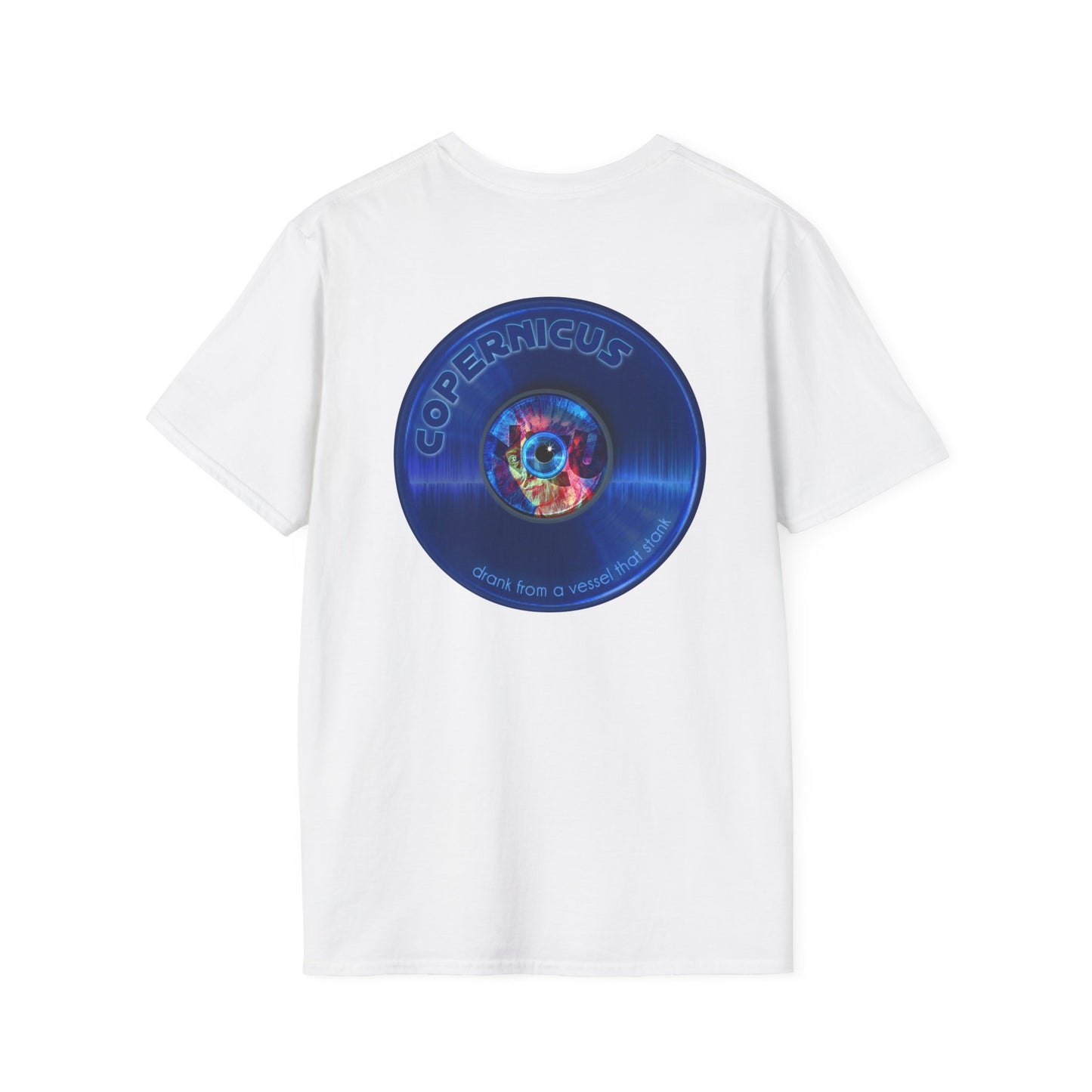 Classic Donut Tee - Unisex Soft-Style - "Drunken Copernicus" - series 1.0 - variant 1 - blue donut
