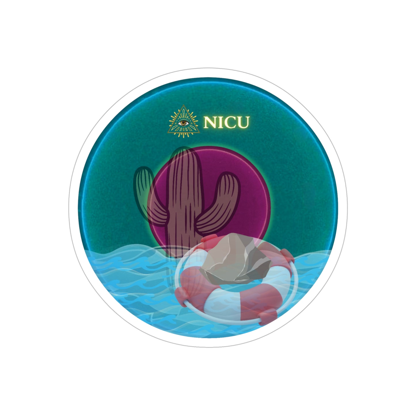 Donut Bumper/Outdoor Sticker - "The Donut That Conveys" - series 1.0 - teal donut - [Die-Cut] 6"x 6"