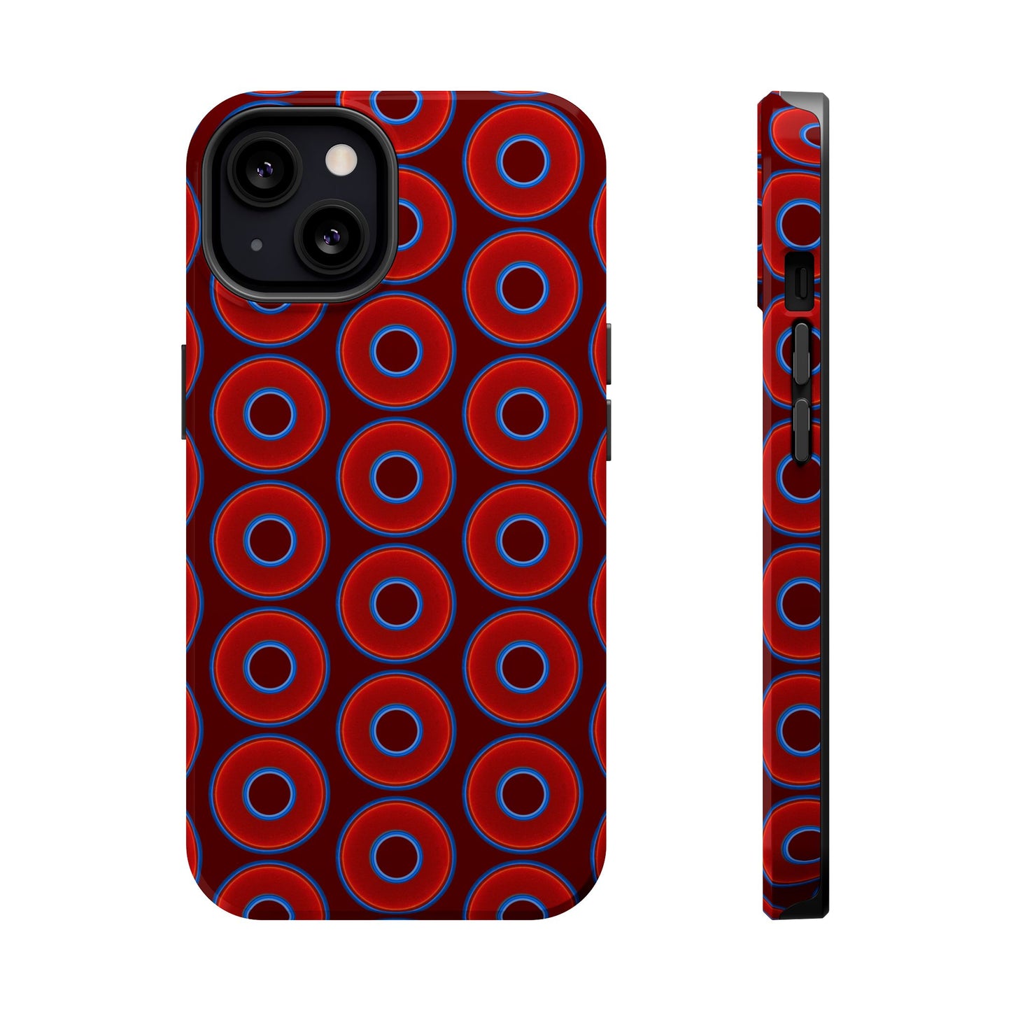 Magnetic Tough Donut Case - red vivid donut print w/dark red background