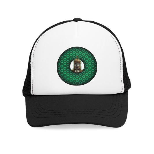 Lumpy Trucker Hat - "Save the Mondegreen City Hall" - variant 1 - paradoxical donut/green