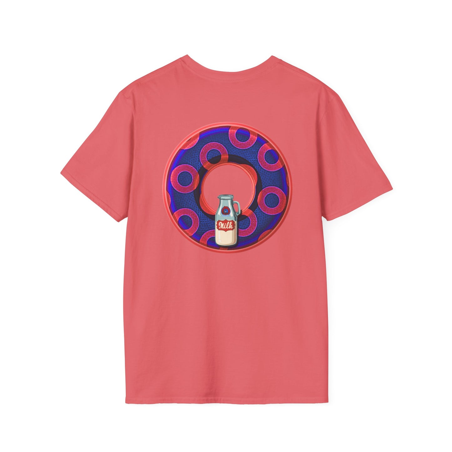 Classic Donut Tee - Unisex Soft-Style - "Wooked Cream - YEMSG Donut " - dark electric blue/red rustic paradox donut - variant 2
