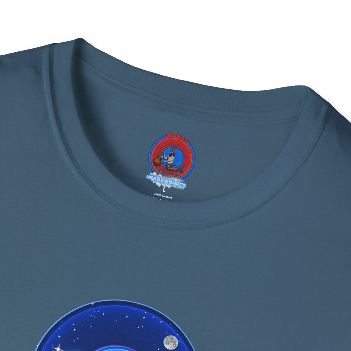 Classic Donut Tee - Unisex Soft-Style - "The Hopeful Waving Donut" - variant 2 - vivid blue donut