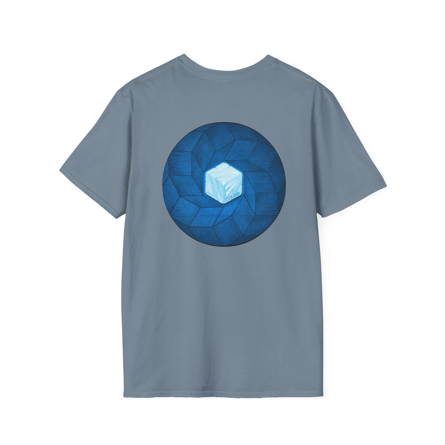 Coffee Traders Tee - Unisex Soft-Style - "Tasty Coffee" - paradoxical donut/cubed blue donut - variant 2 - logo front/It's Ice Cube's back