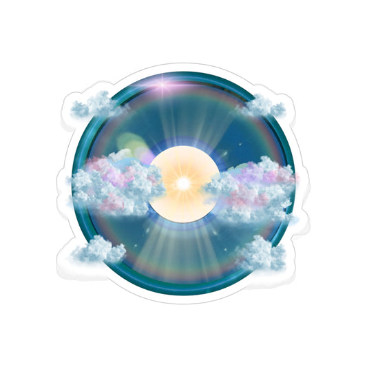 Donut Bumper/Outdoor Sticker - "The Divided Donut" - series 1.0 - variant 2 - w/hole in sky - [Die-Cut] 6"x 6"