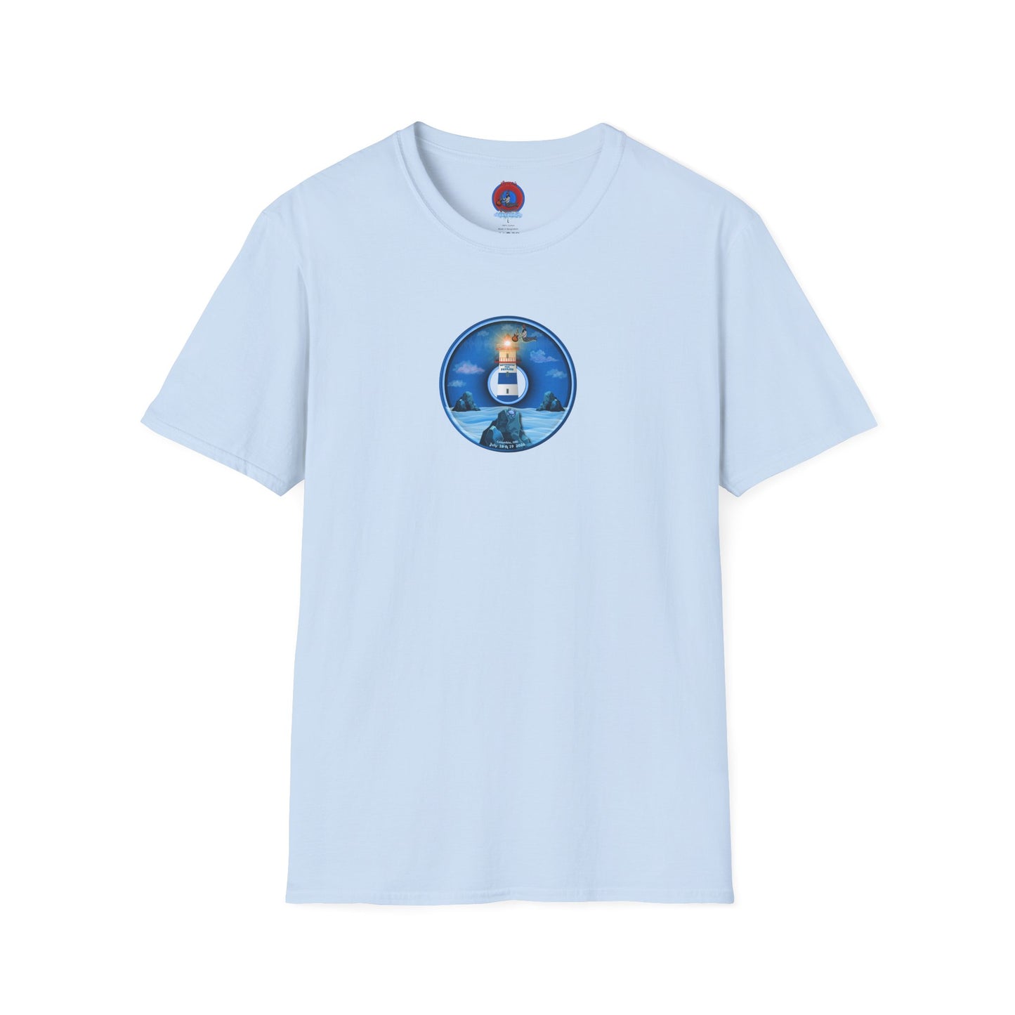Classic Donut Tee - Unisex Soft-Style - "Merriweather Crab Pâté Feast Donuts" - surreal blue/blue cartoon donut