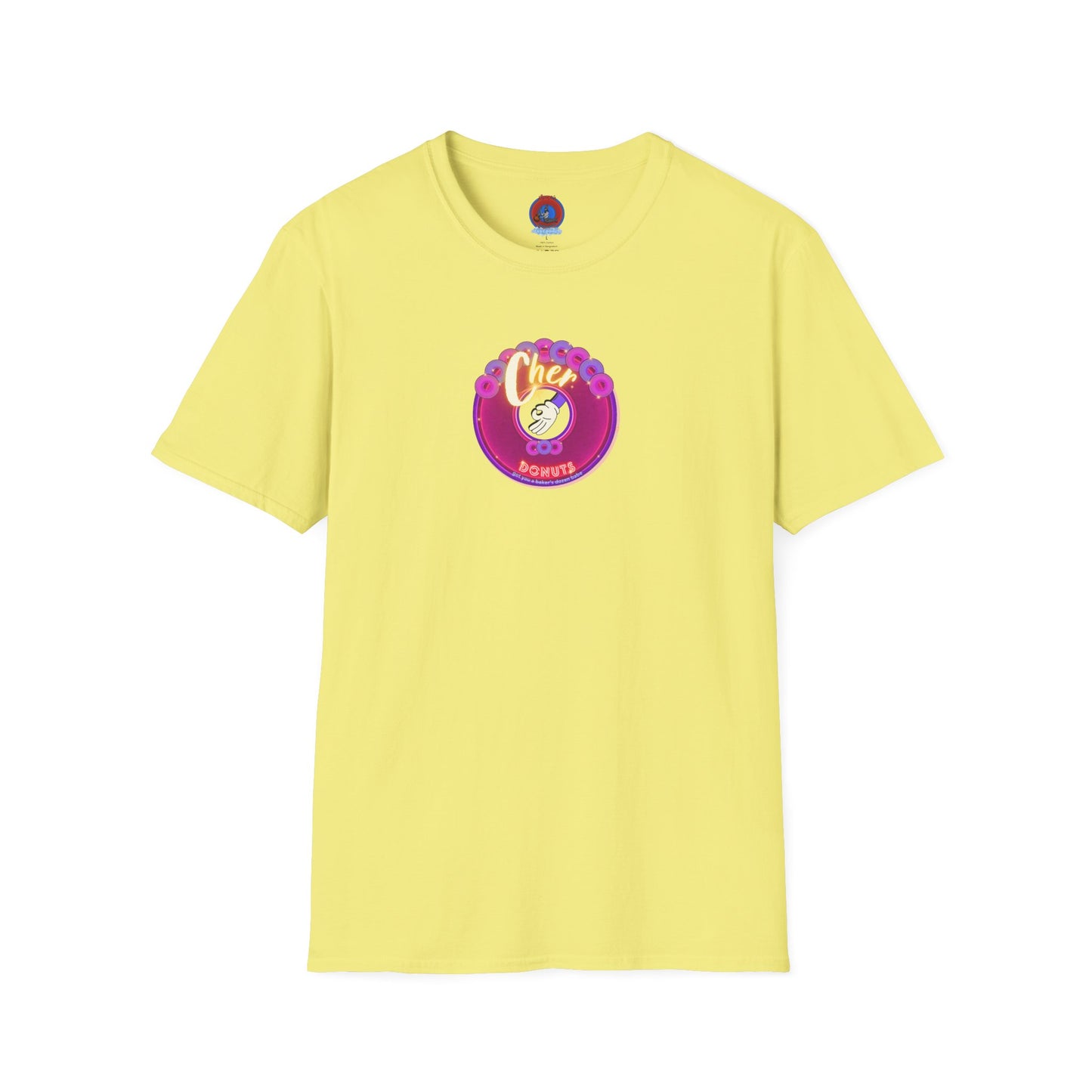 Classic Donut Tee - Unisex Soft-Style - "Chering is Caring Donut' - vivid magenta/purple donut