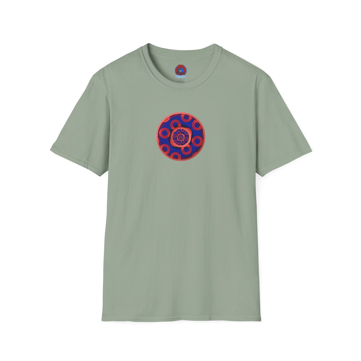 Classic Donut Tee - Unisex Soft-Style - "Kaleidoscope Abyss of Donut" - paradoxical print - variant 2 - series 1.0 - donut vortex - red/blue