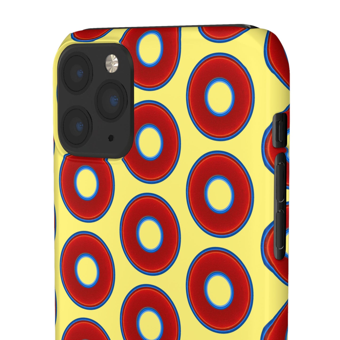 Lumpy Donut Snap Case - red vivid donut print w/yellow background