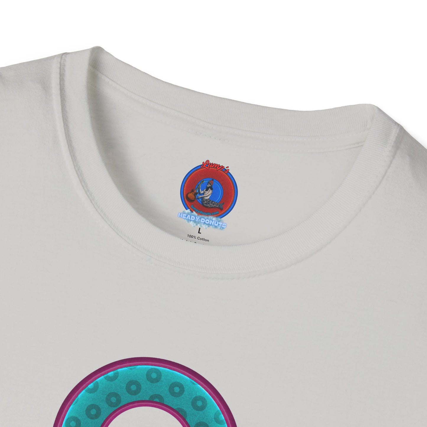 Plain Donuts/Unisex Soft-Style - "Plain Wide Mouthed Paradoxical Donuts" - teal/purple donuts