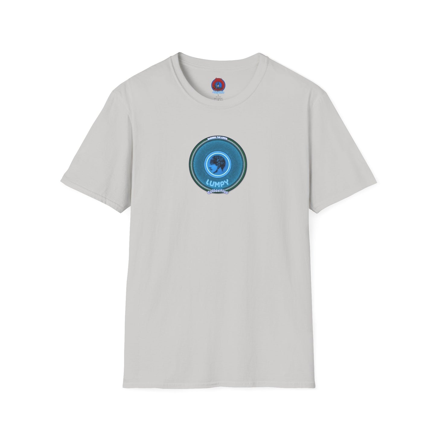 Classic Donut Tee - Unisex Soft-Style - "Lumpy Collective Donut" - aquamarine blue/green lumpy donut - variant 3