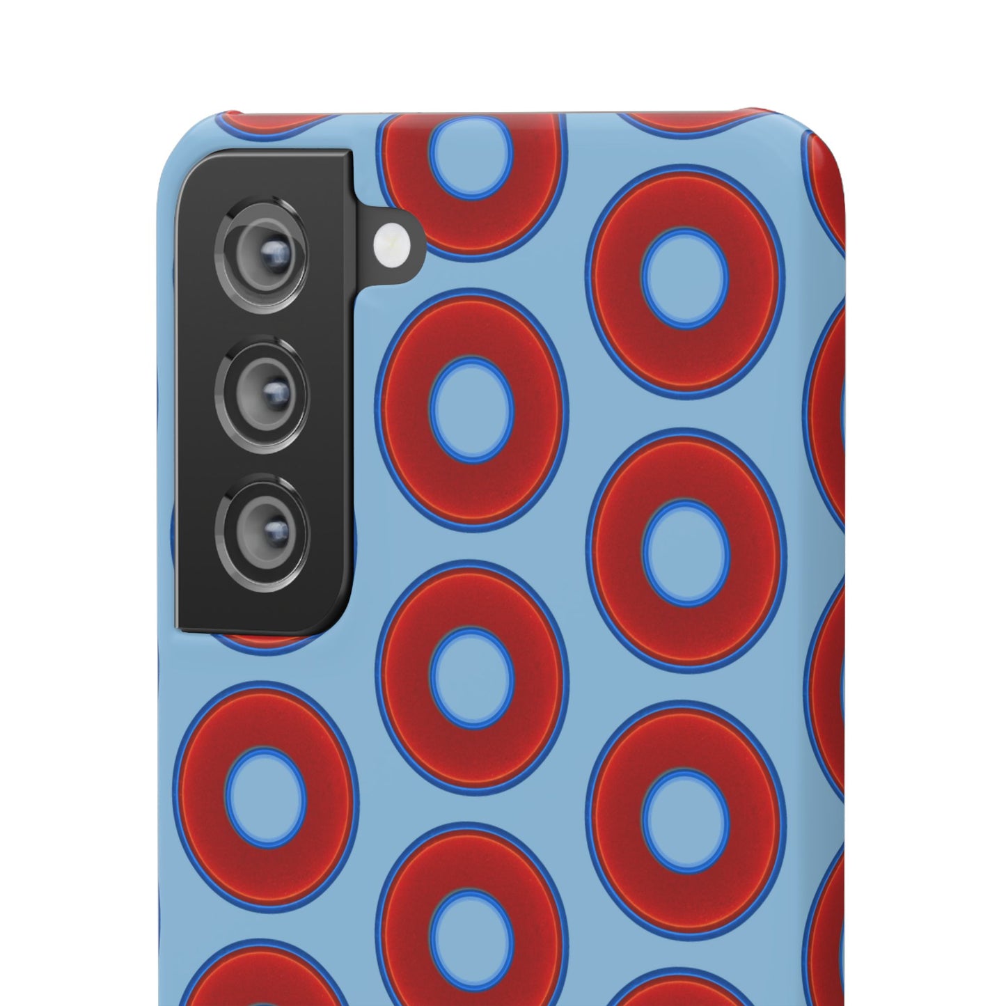 Lumpy Donut Snap Case - red vivid donut print w/sky blue background