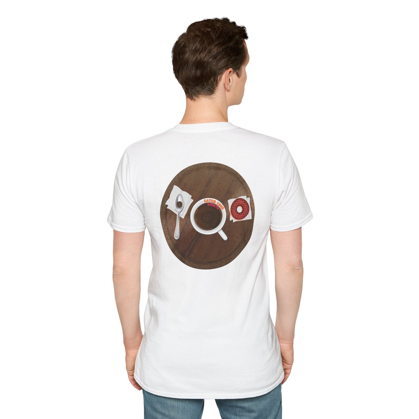 Coffee Traders Tee - Unisex Soft-Style - "Columbia House CDs " - paradoxical donut - 2 - logo front/coffee back