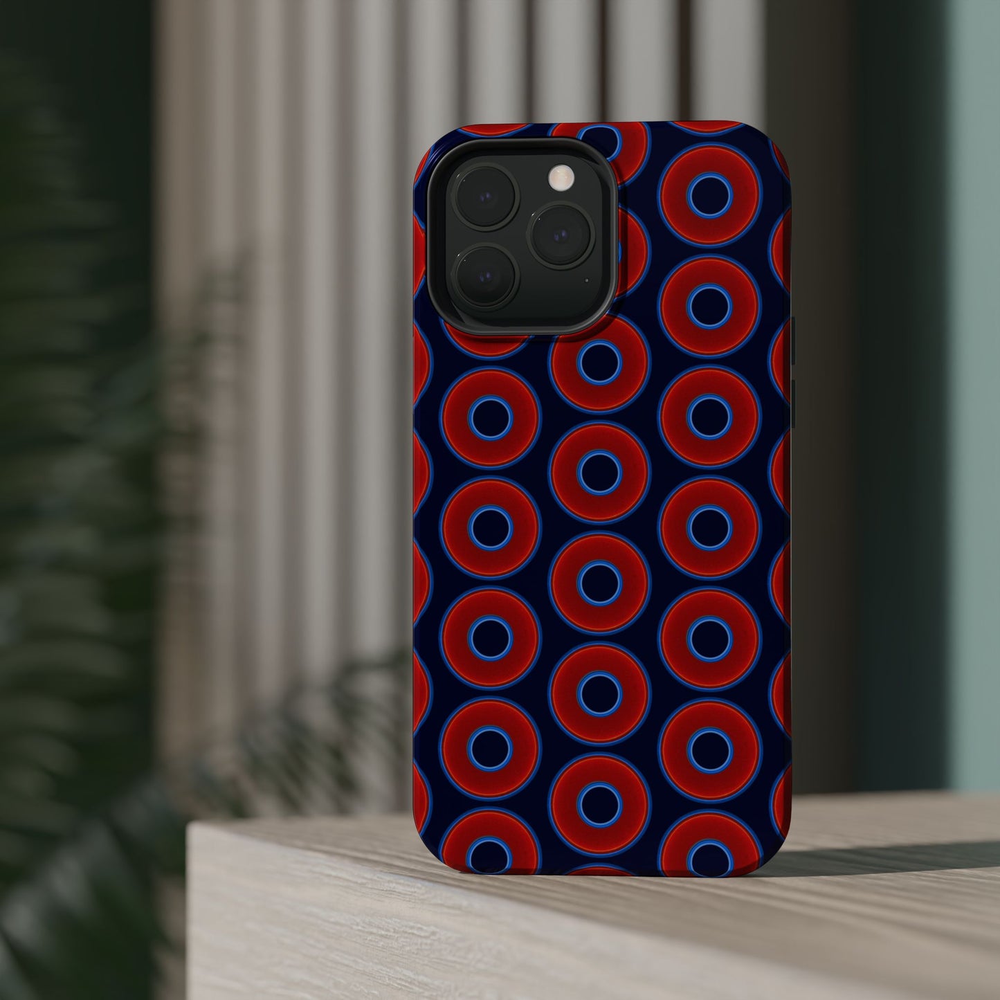 Copy of Magnetic Tough Donut Case - red vivid donut print w/midnight blue background