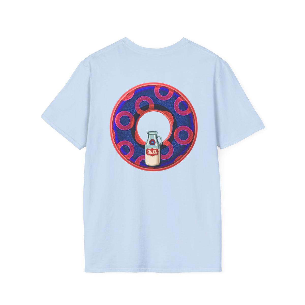 Classic Donut Tee - Unisex Soft-Style - "Wooked Cream - YEMSG Donut " - dark electric blue/red rustic paradox donut - variant 2