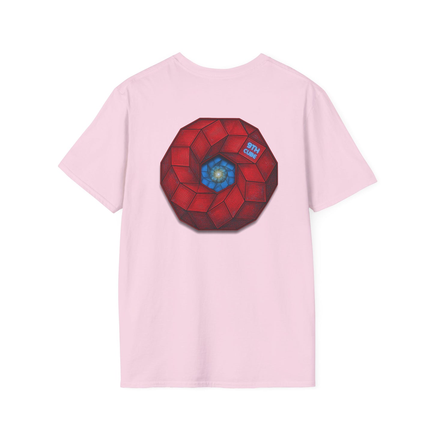 Classic Donut Tee - Unisex Soft-Style - "The 9th Donut" - rustic red/blue cubed donut - variant 2