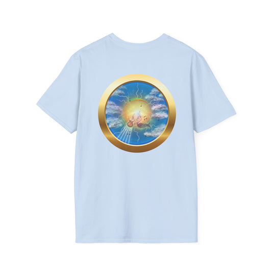 Classic Donut Tee - Unisex Soft-Style - "The Divided Donut" - variant 1 - blue/blue donut [*50% to The Divided Sky Foundation]