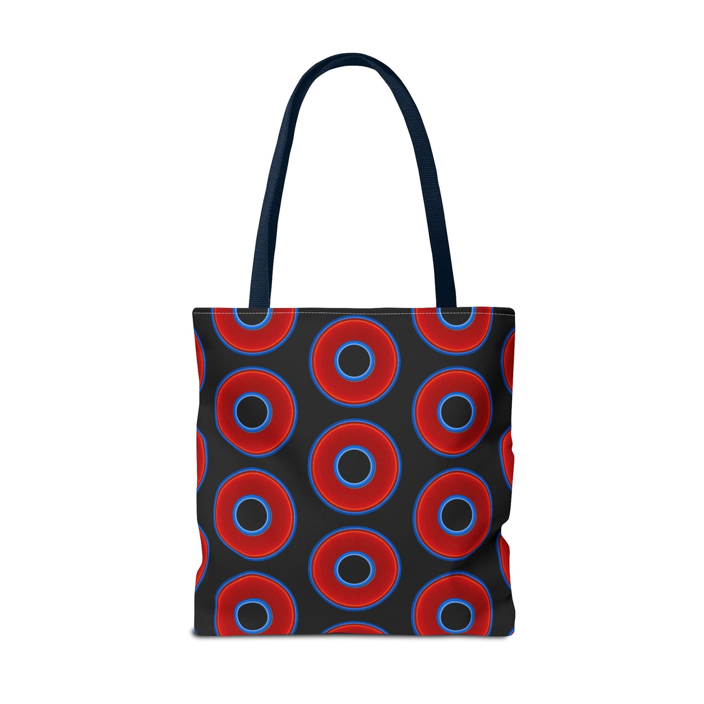 Lumpy Beach/Tote Bag - red vivid donuts w/black background