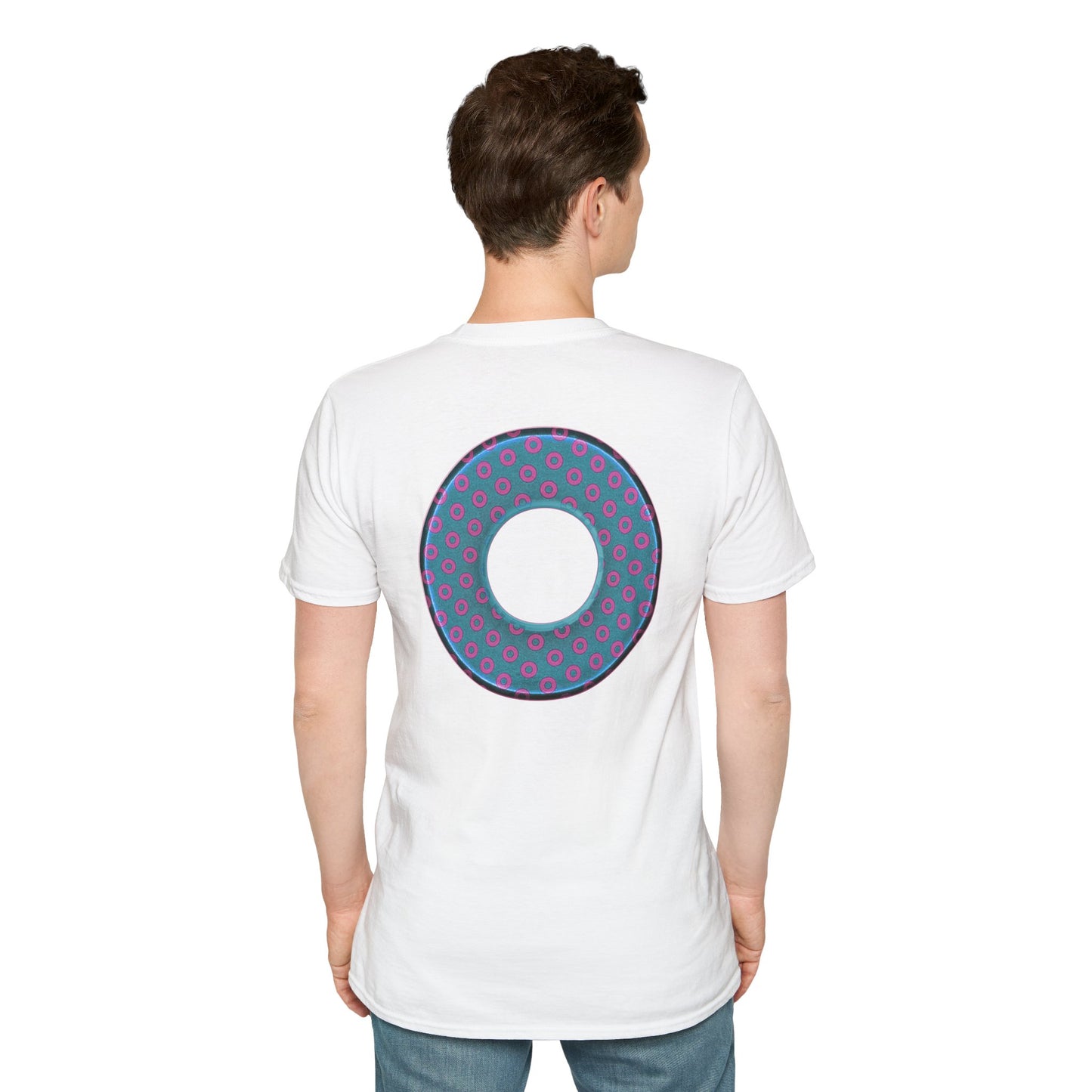 Plain Donuts/Unisex Soft-Style - "Plain Electric Paradoxical Donuts" - light blue/magenta donuts