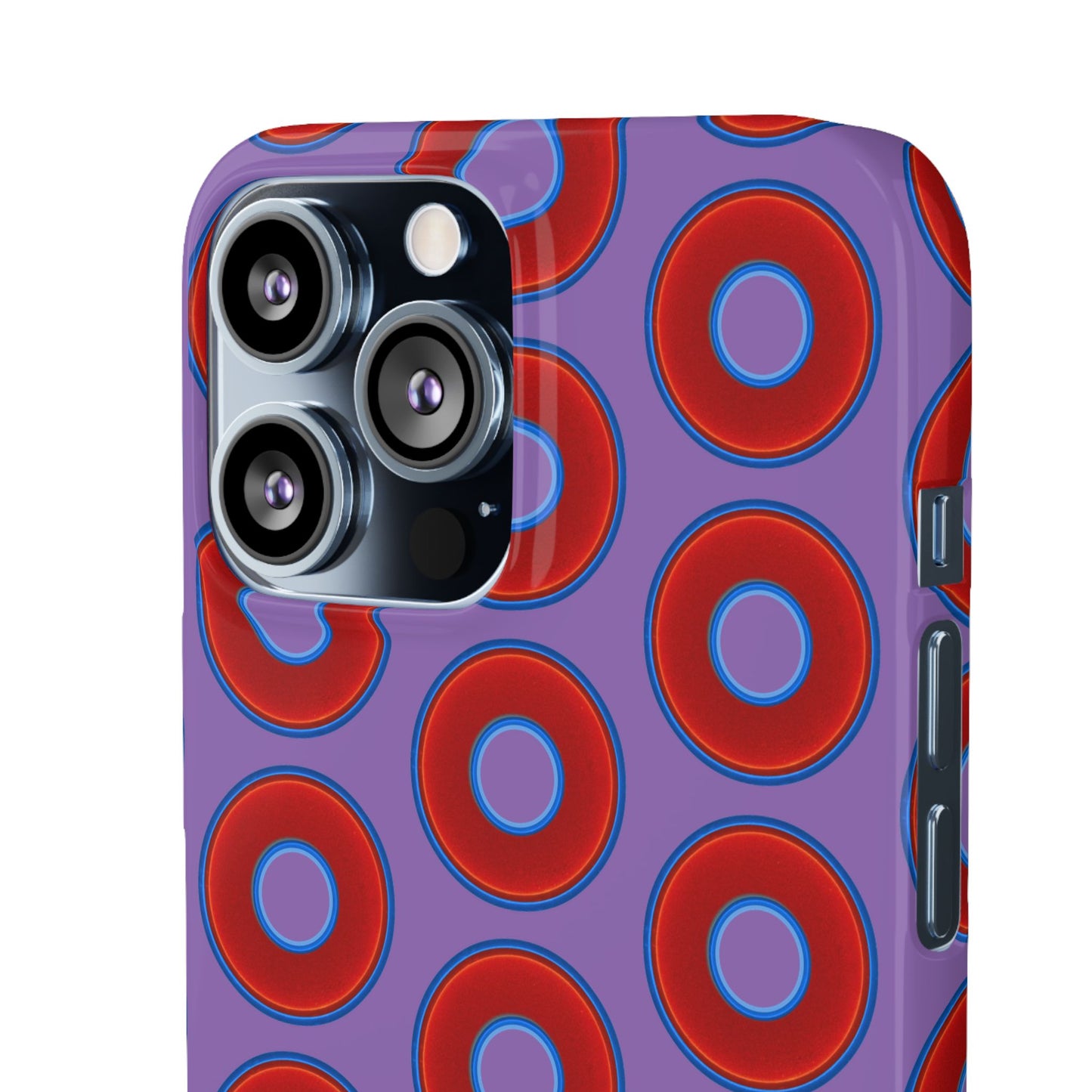 Lumpy Donut Snap Case - red vivid donut print w/light purple background