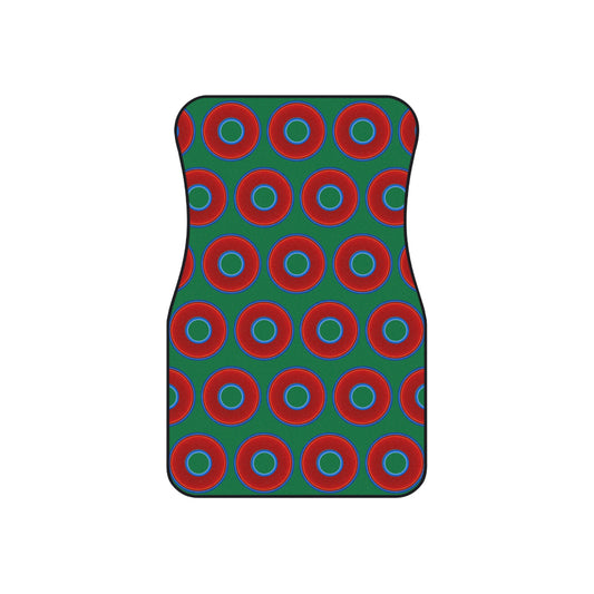 Contacted Car Mats - vivid donut print w/green background