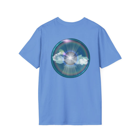 Classic Donut Tee - Unisex Soft-Style - "The Divided Donut" - variant 3 - blue donut [*50% to The Divided Sky Foundation]