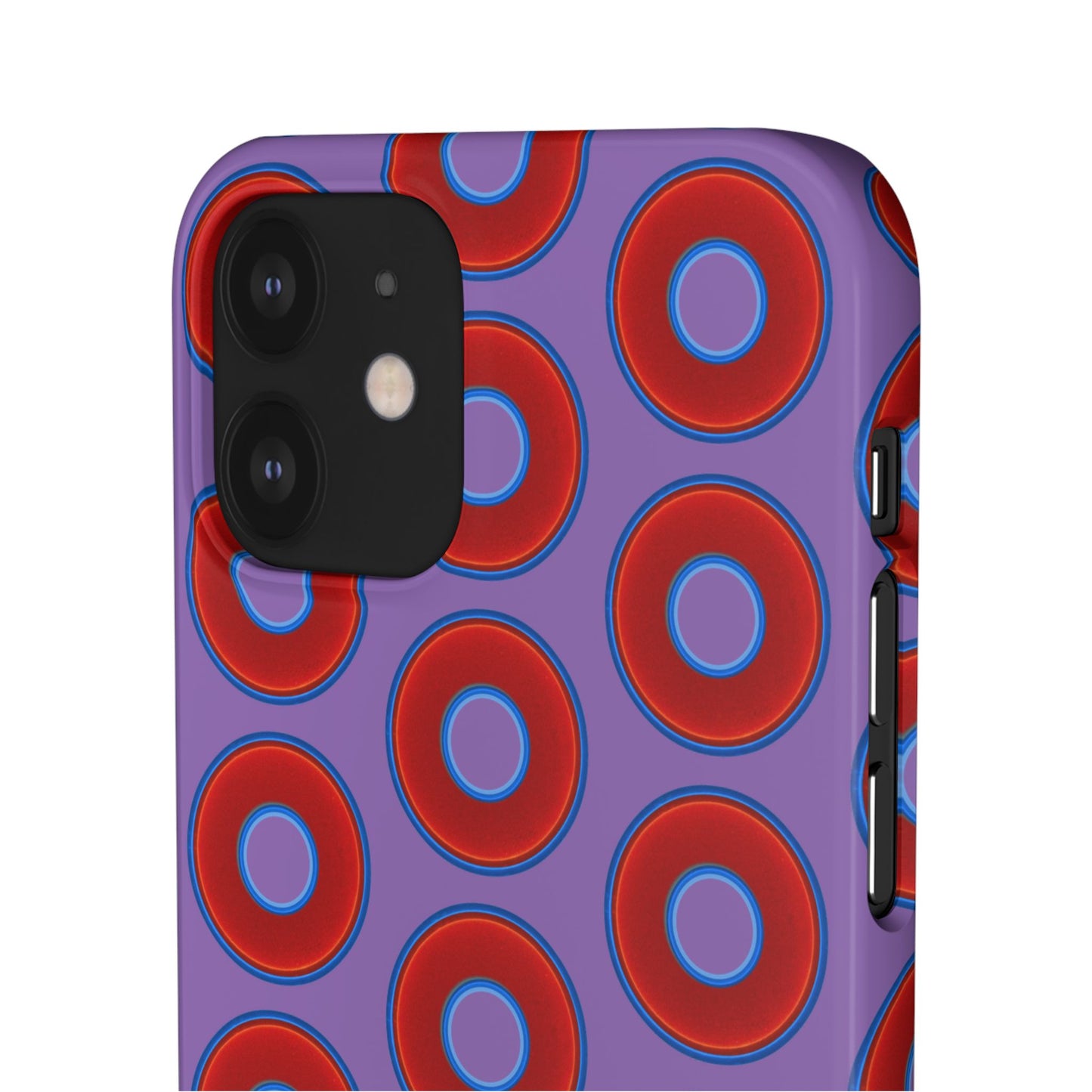 Lumpy Donut Snap Case - red vivid donut print w/light purple background