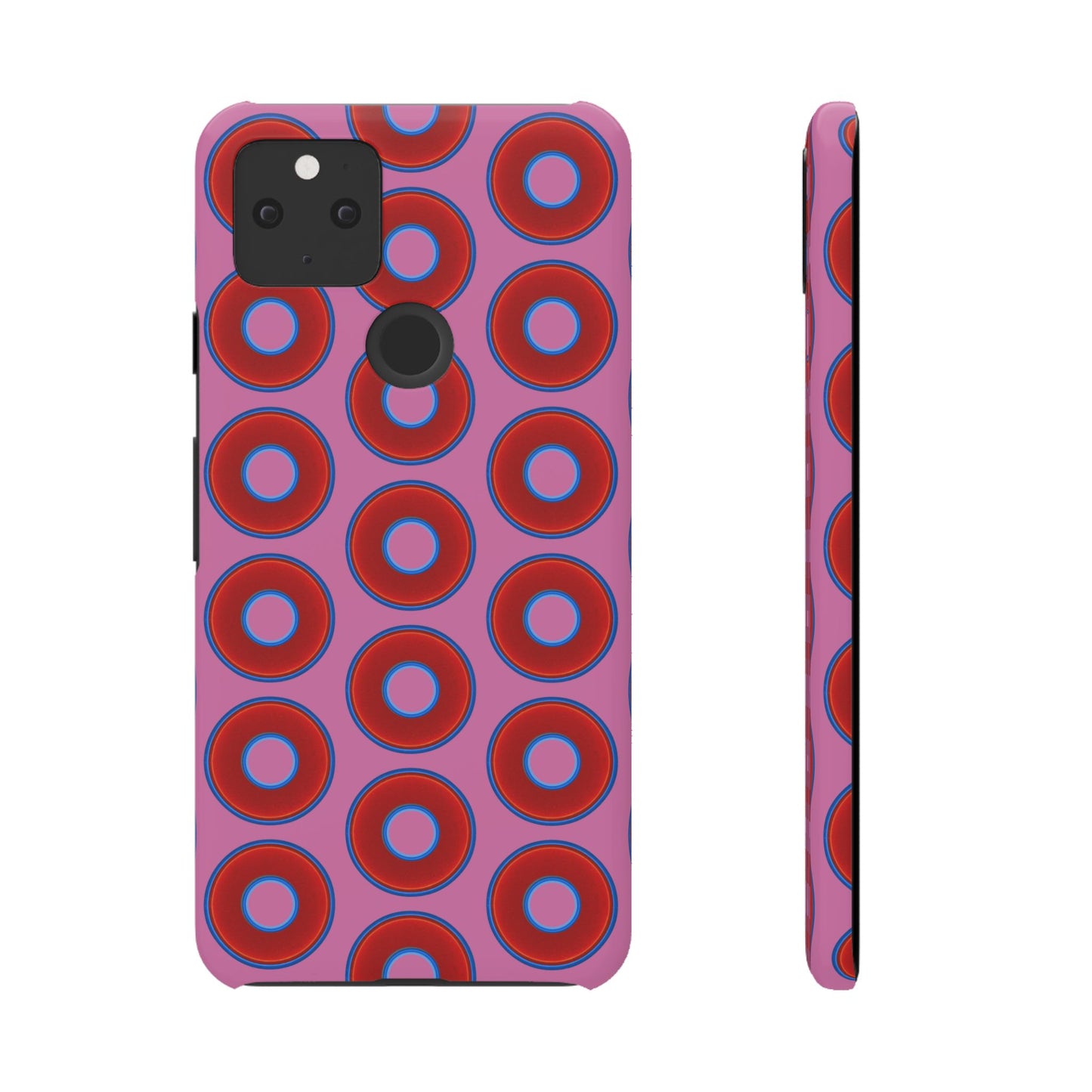 Lumpy Donut Snap Case - red vivid donut print w/light pink background