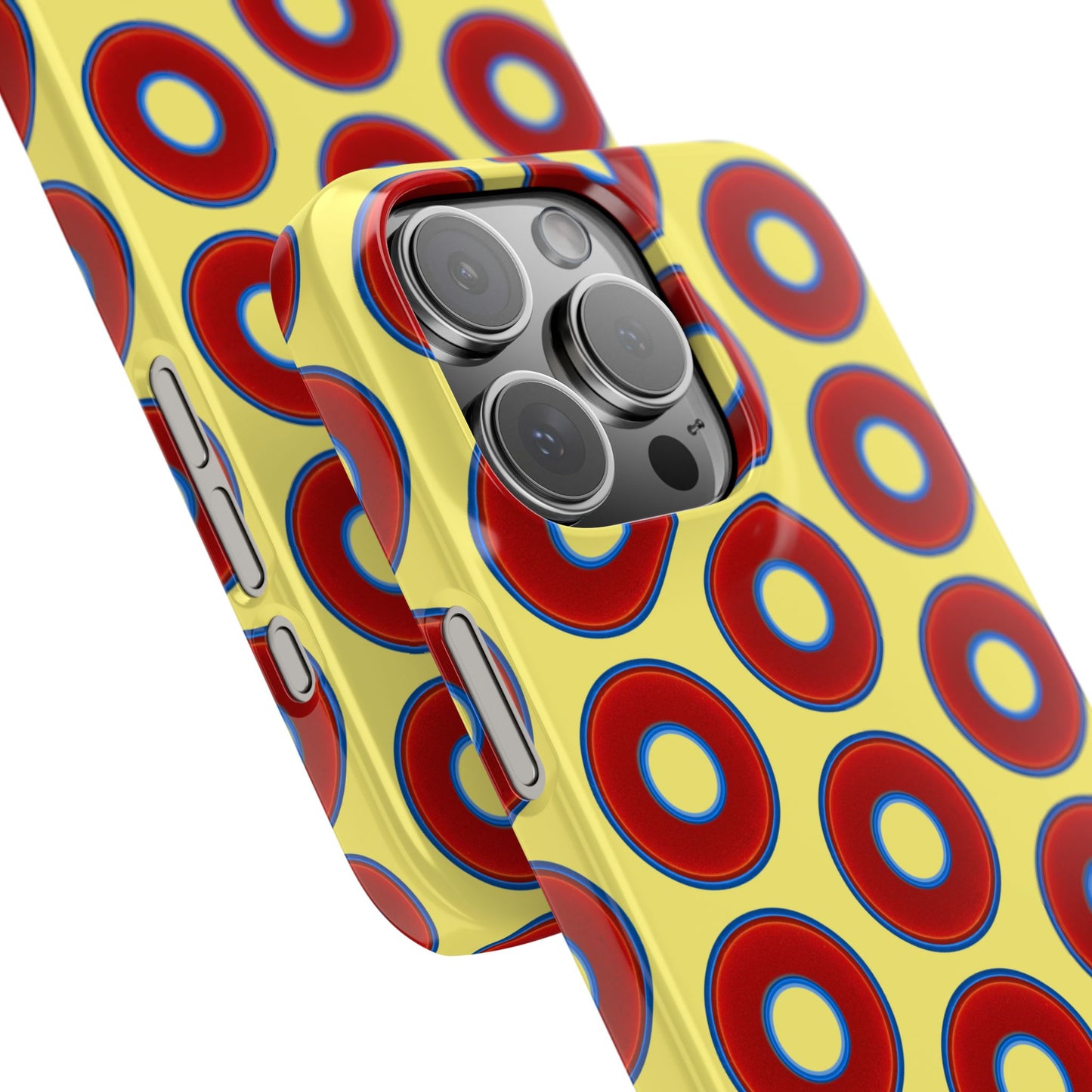 Lumpy Donut Snap Case - red vivid donut print w/yellow background