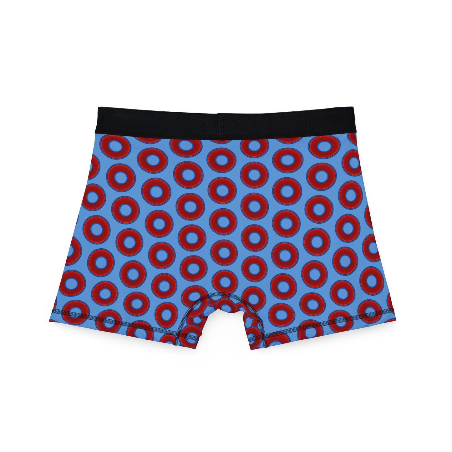 Men's Donut Boxers - red vivid donuts w/light blue background