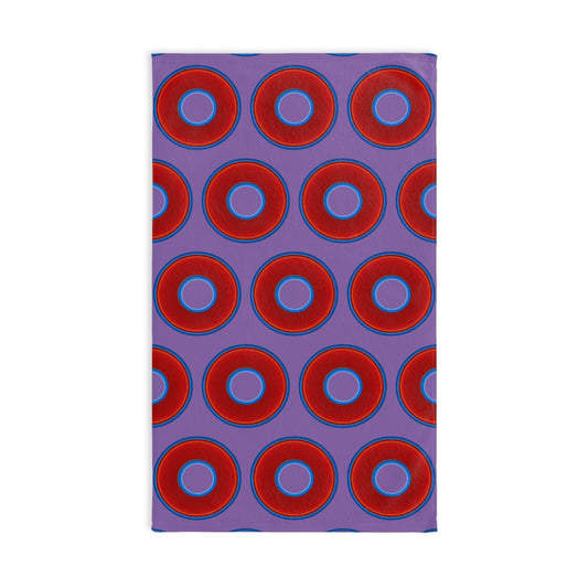Lumpy Kitchen/Hand Towels - vivid red donuts w/purple background