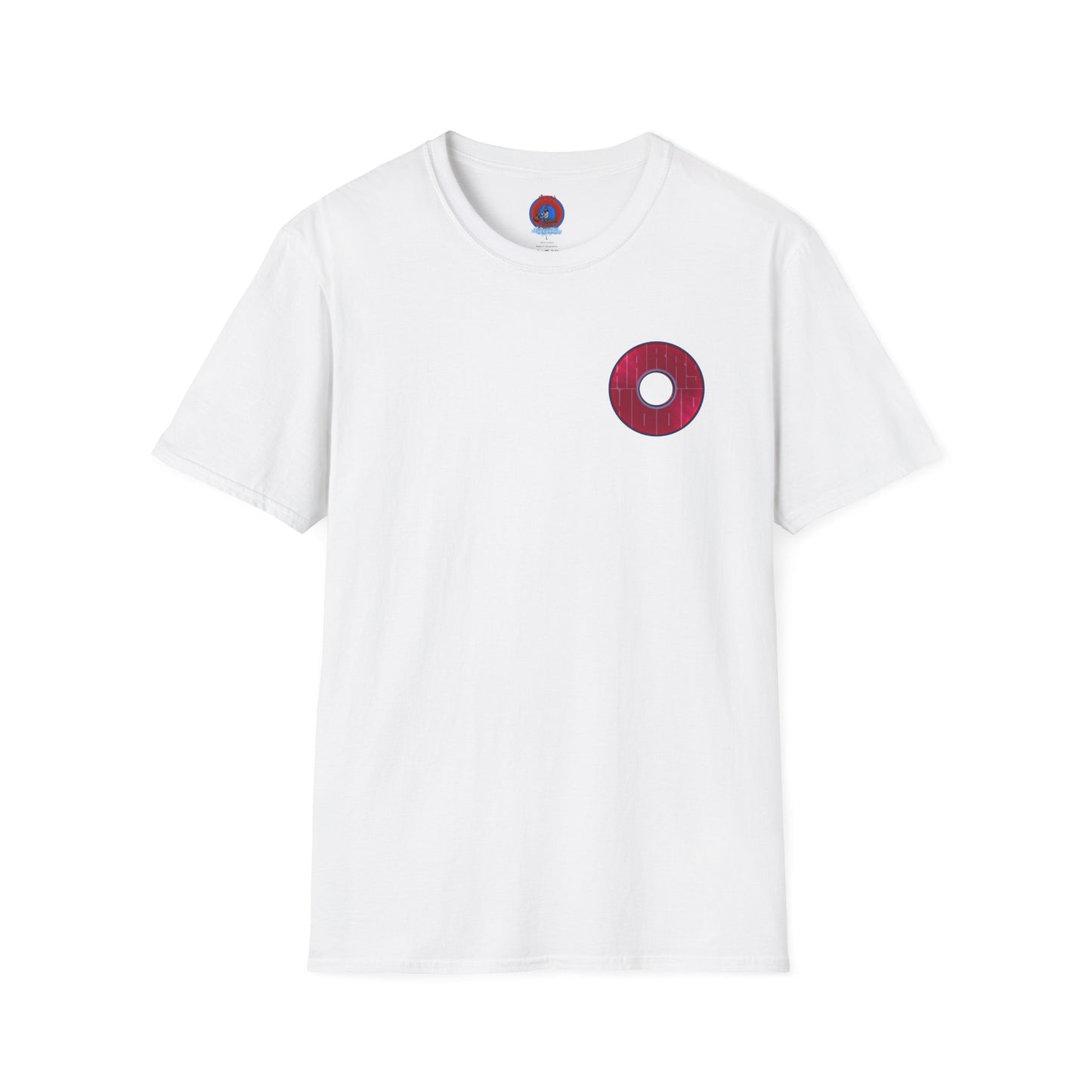 Classic Donut Tee - Unisex Soft-Style - "Harry Left His Donut Shirt" - series 1.0  - variant 1 - red/magenta donut - w/hole