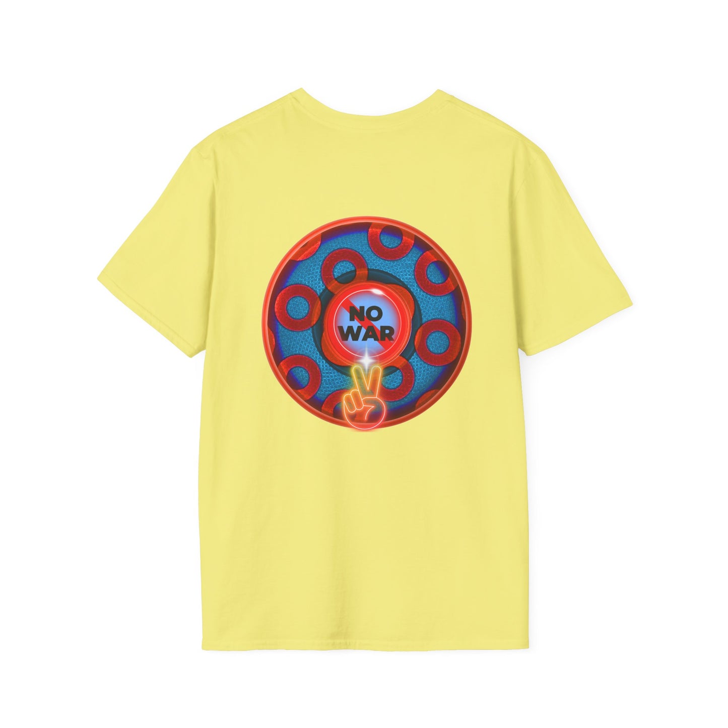 Classic Donut Tee - Unisex Soft-Style - "Peace of Donut" - blue/red paradox donut - [*charitable print - 50% of profit to Alliance for Peacebuilding]