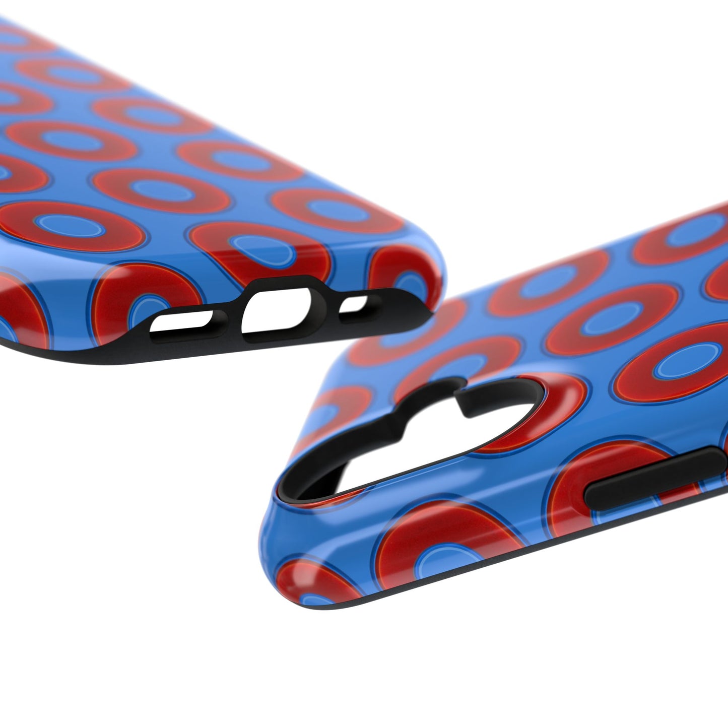 Impact-Resistant Lumpy Donut Case - red vivid donut print w/light royal blue background