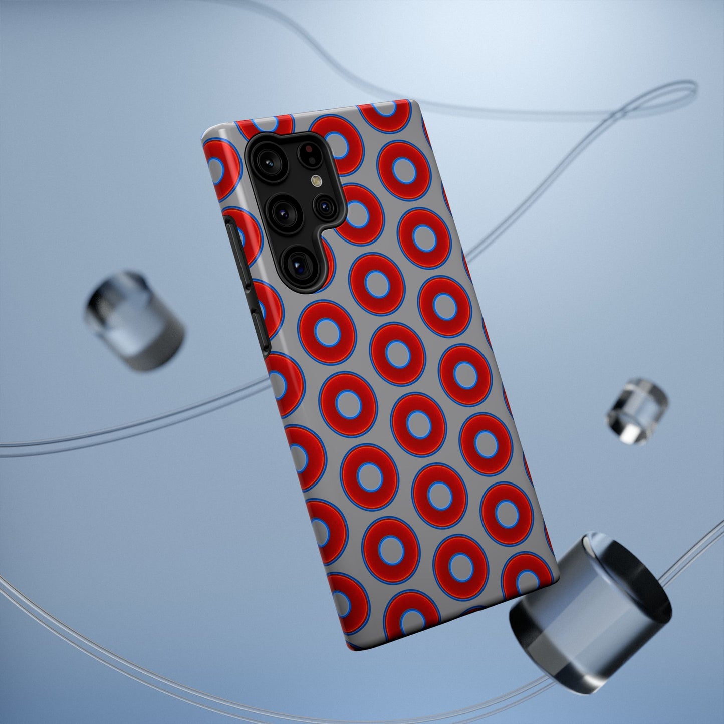 Impact-Resistant Lumpy Donut Case - red vivid donut print w/gray background