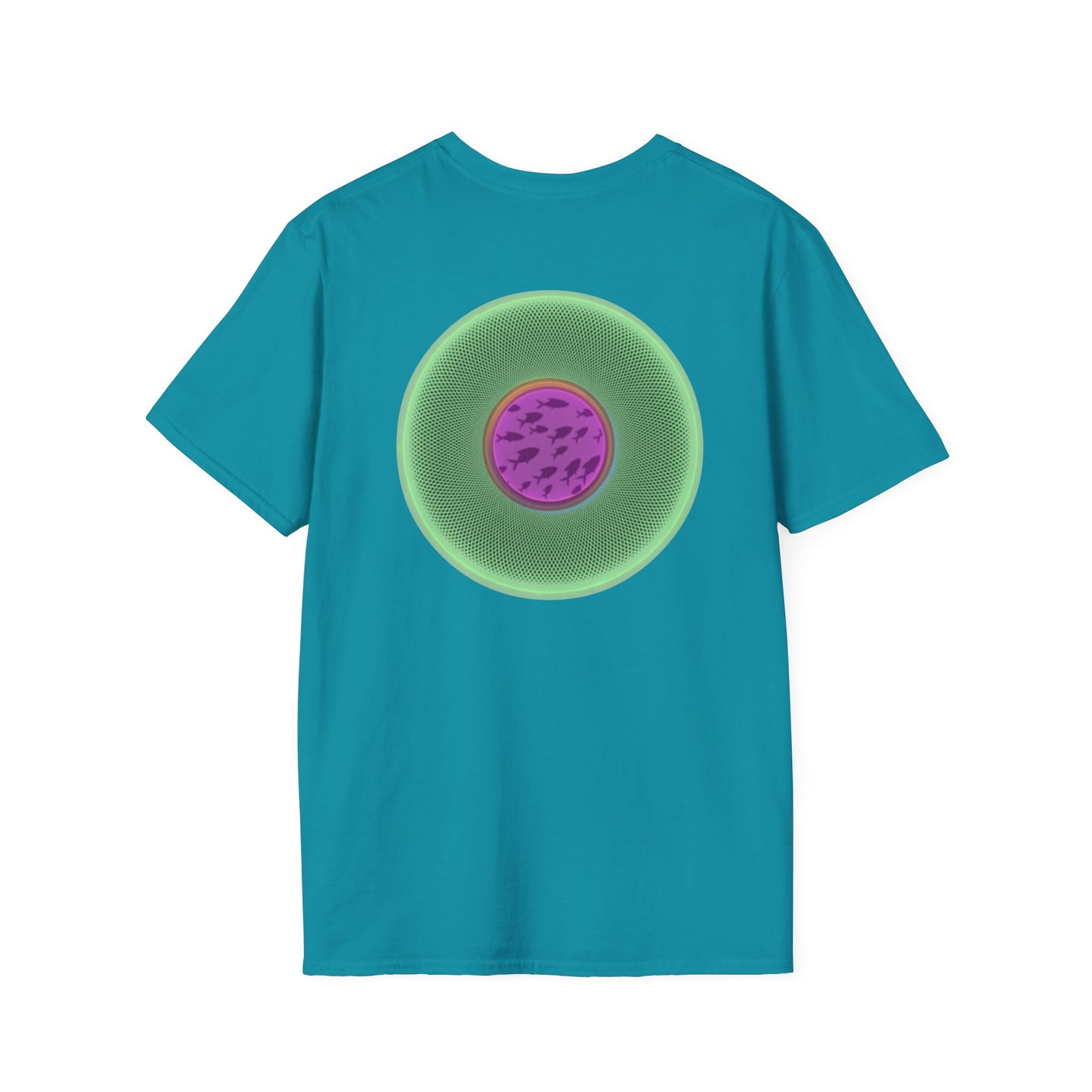 Classic Donut Tee - Unisex Soft-Style - "Swimming By" - variant 1 - series 1.0 - florescent green donut