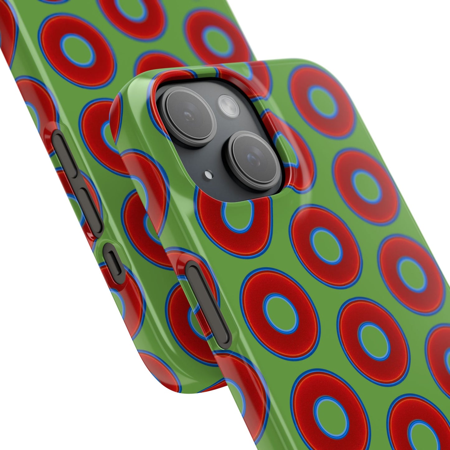 <Lumpy Donut Snap Case - red vivid donut print w/light green background