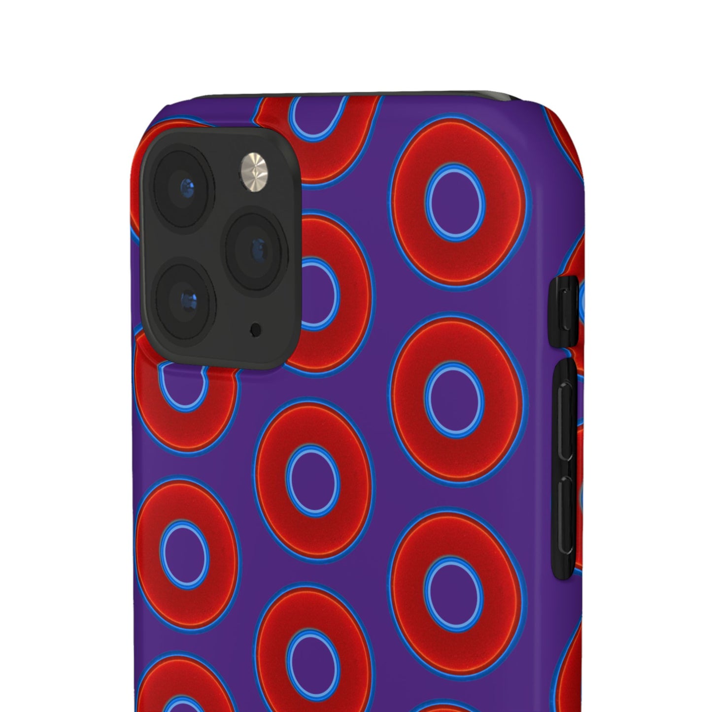 Lumpy Donut Snap Case - red vivid donut print w/dark purple background