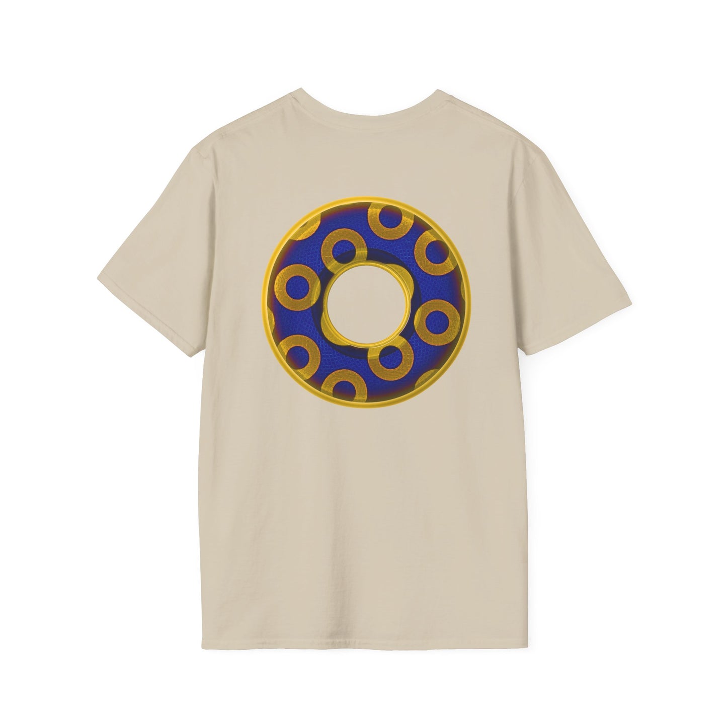 Plain Donuts/Unisex Soft-Style - "Plain Rustic Paradoxical Donuts" - yellow/dark blue donuts