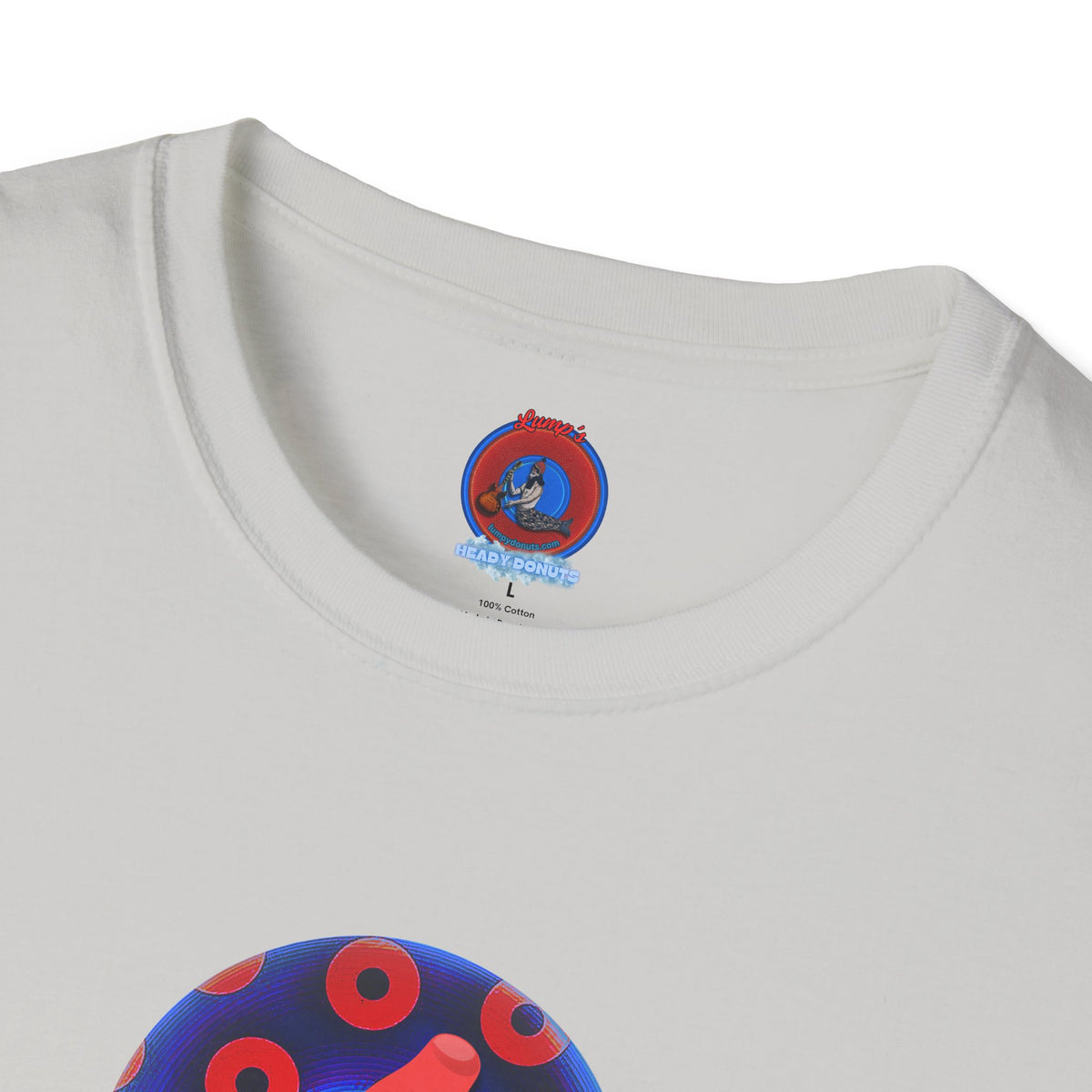 Classic Donut Tee - Unisex Soft-Style - "Blow this Popsicle Stand" - blue/red paradox bomb pop donut - variant 1