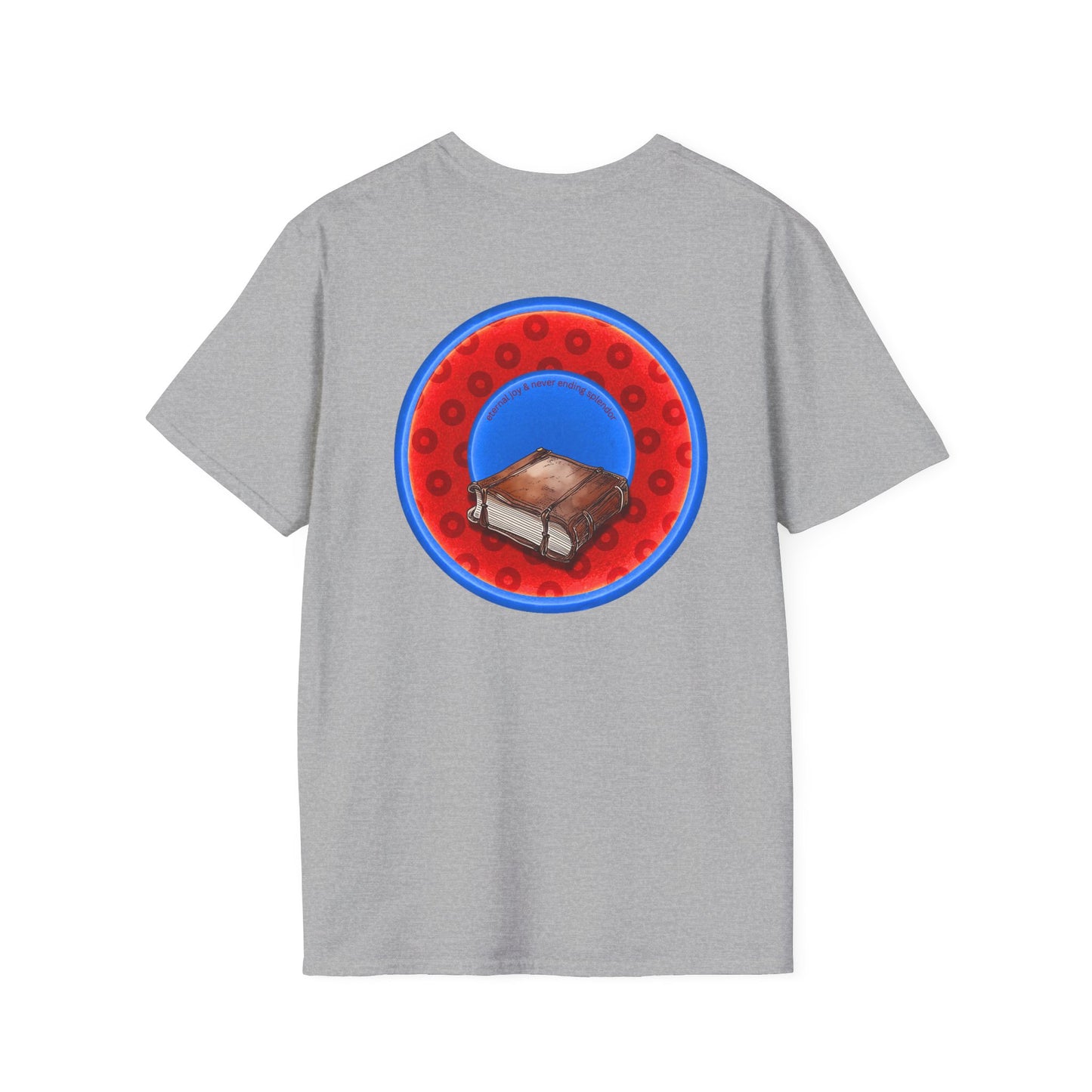 Classic Donut Tee - Unisex Soft-Style - "Read the F'ing Donut Book" - paradoxical widemouthed red/blue donut