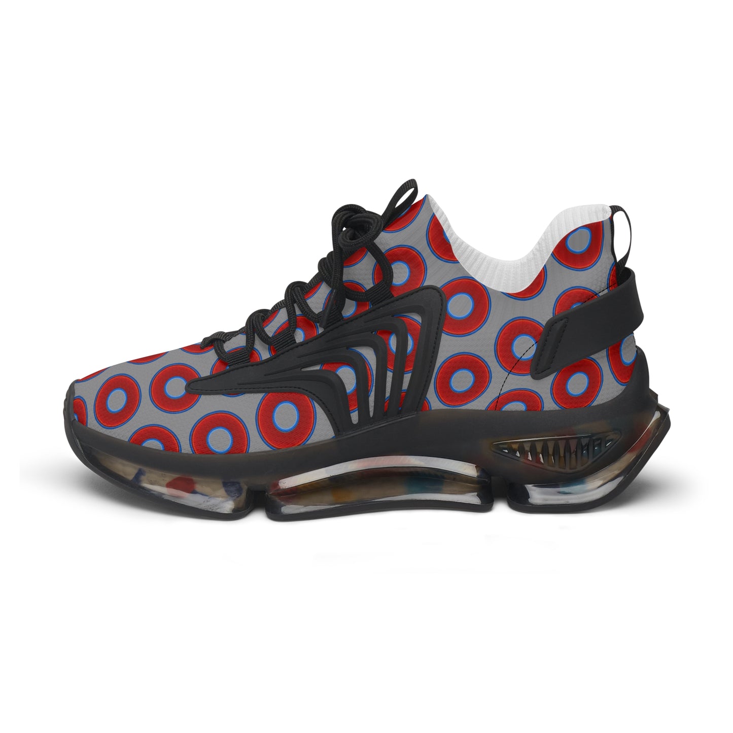 Women's Donut Kicks - red vivid donut print w/gray background