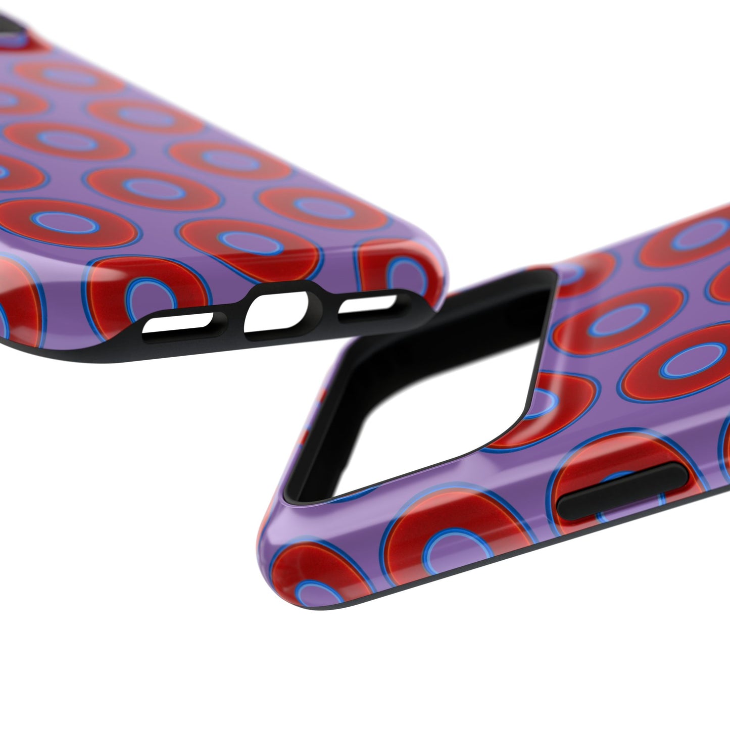 Impact-Resistant Lumpy Donut Case - red vivid donut print w/light purple background