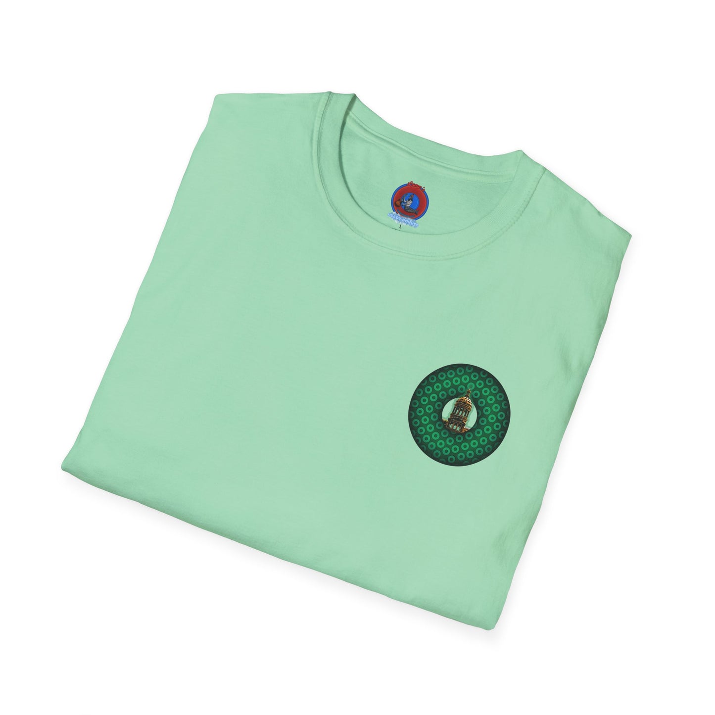 Classic Donut Tee - "Save Mondegreen City Hall Clock Tower" - paradox donut - series 1.0 - variant 2 - green donut