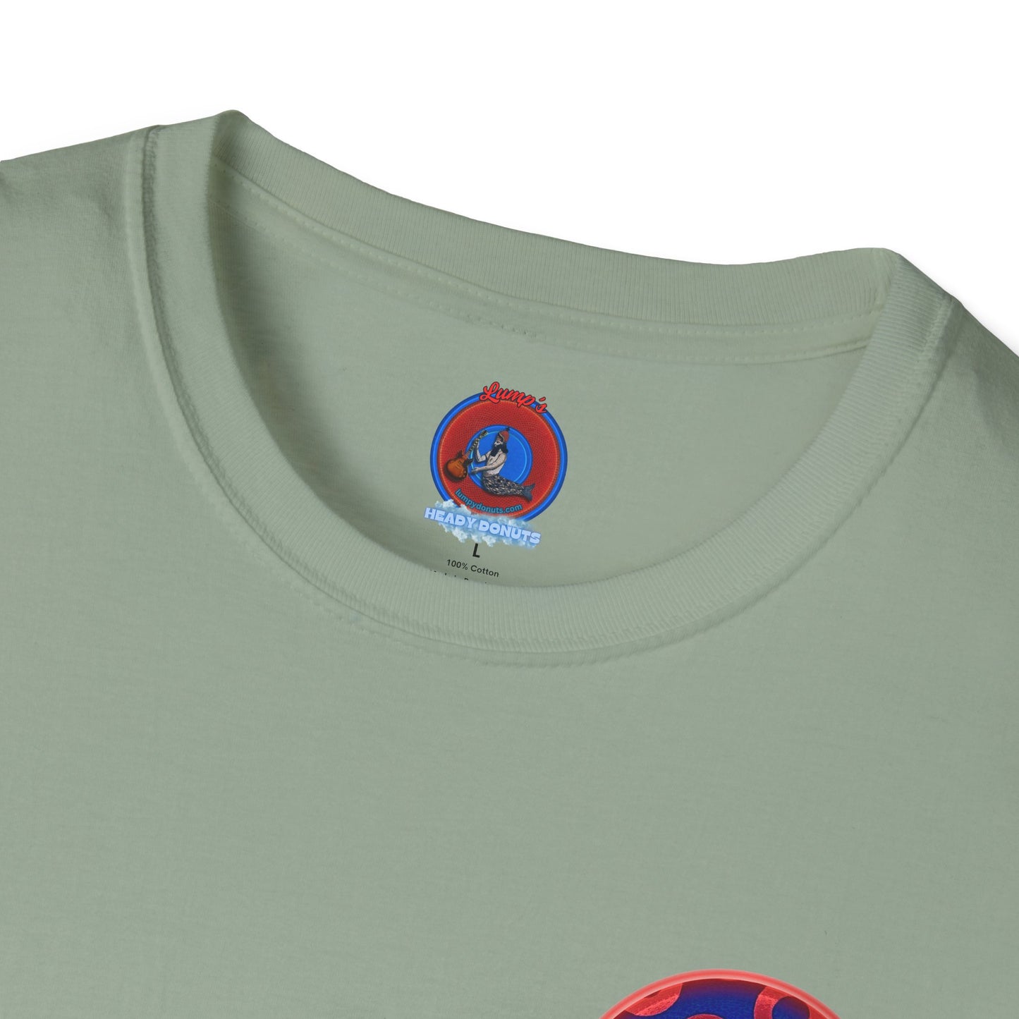 Classic Donut Tee - Unisex Soft-Style - "Kaleidoscope Abyss of Donut" - paradoxical print - variant 2 - series 1.0 - donut vortex - red/blue